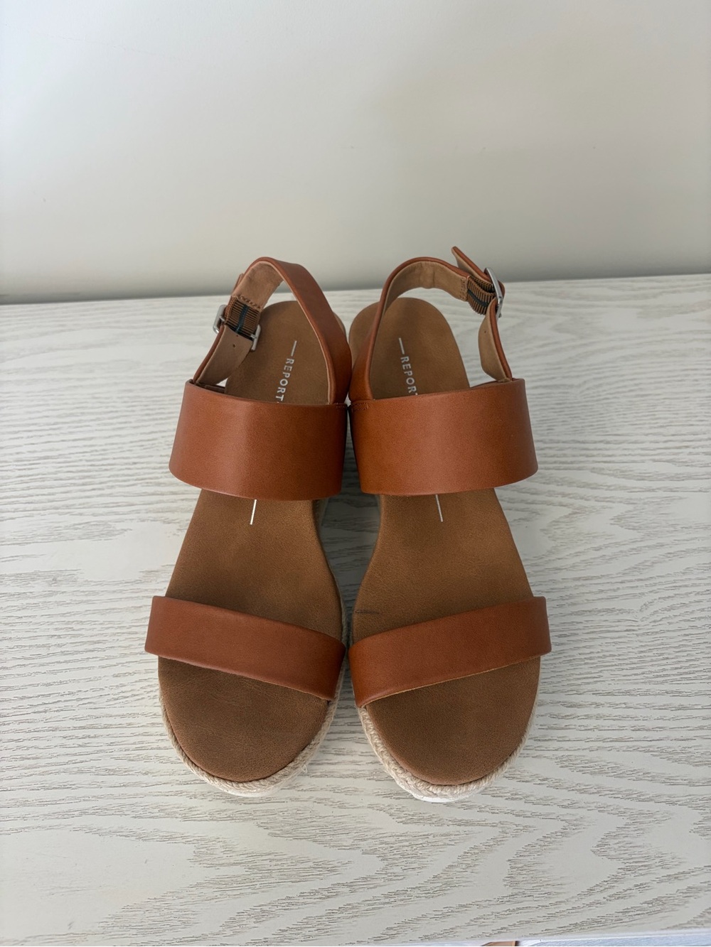 Report Brown Tan Wedge Sandals — Cork Platform Espadrilles - Picture 4 of 9